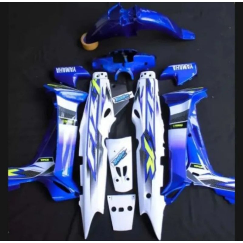 cover body FIZR halus warna biru putih striping custom limited edition
