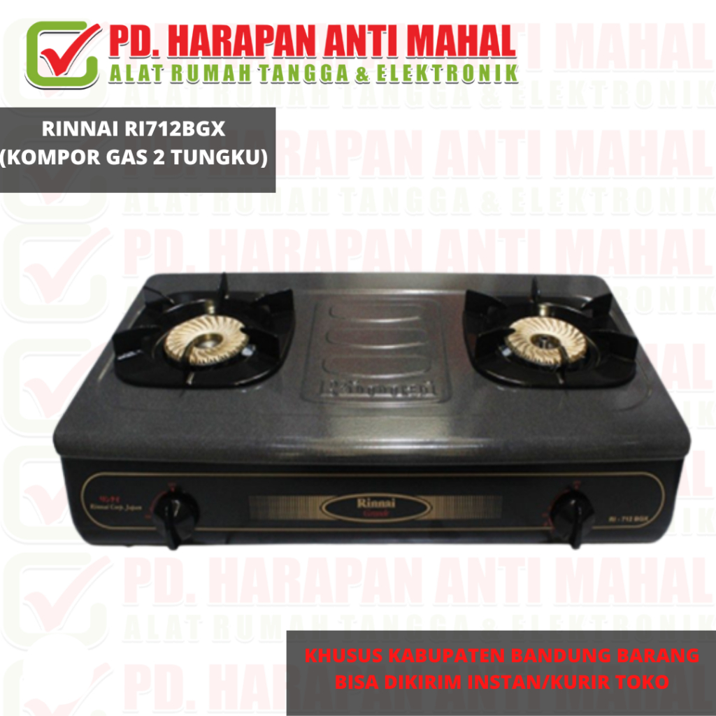 RINNAI RI712BGX (KOMPOR GAS 2 TUNGKU)/Kompor Gas Rinnai RI 712 BGX ( 2 Tungku ) Api Lilin