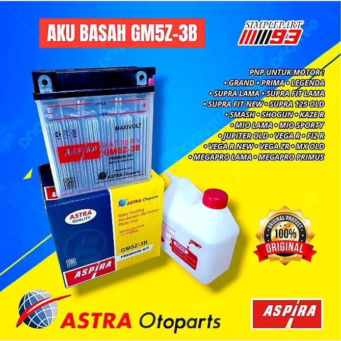 AKI BASAH MOTOR [ ASPIRA ] GM5Z - 3B PREMIUM KIT ORIGINAL