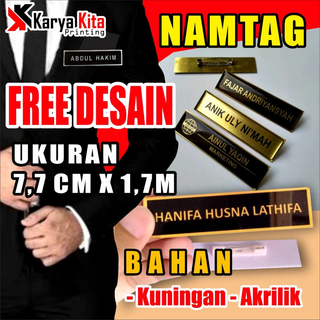 Name tag, pin peniti, Nama dada, pin nama