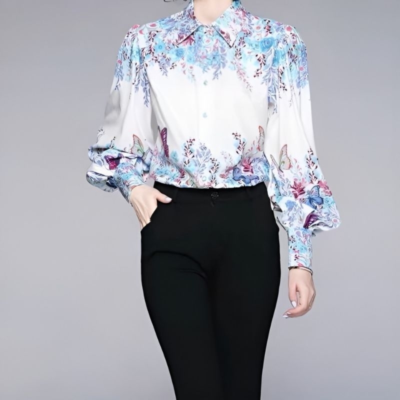 Real Pict Baru Murah Kemeja DIOR Lengan Panjang Busui Friendly Shabby Chic - Baju Atasan Bahan Silk 