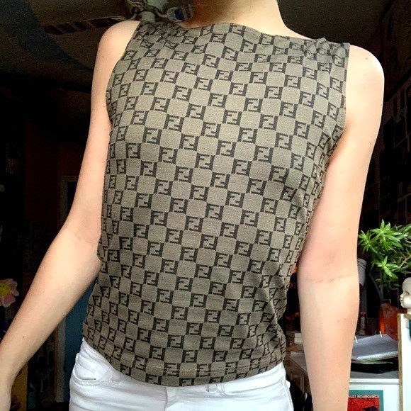 vintage Fendi mare monogram zucca tank top stretchy