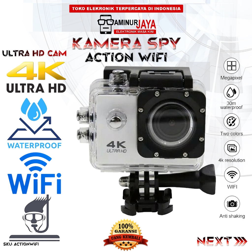 Kamera kogan 4K Ultra HD 1080p Original Kamera Sport Cam Camera Olahraga Waterproof Action Cam Camer