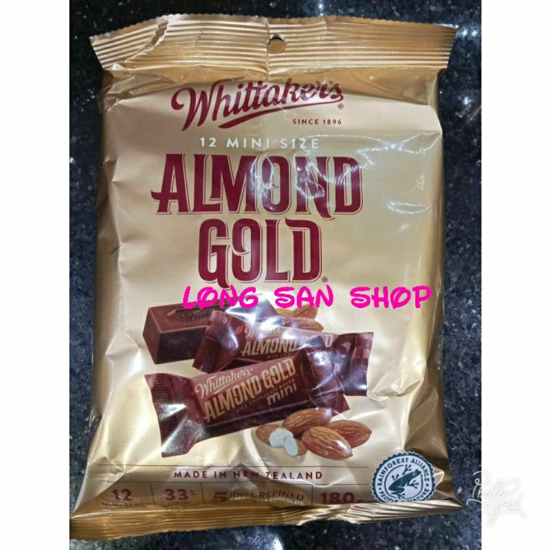 

PROMO! Whittakers Chocolate Almond Gold Isi 12 mini size 180 gr-Coklat Impor