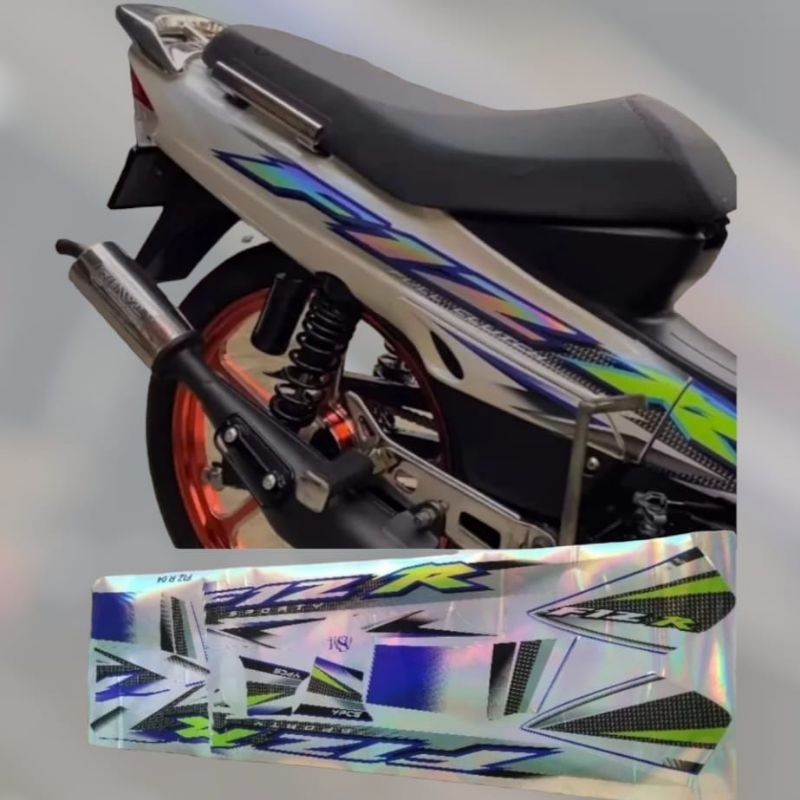 Striping Sticker Motor Yamaha Fiz r 2004 Custom Hitam putih biru putih merah putih Hologram Printing