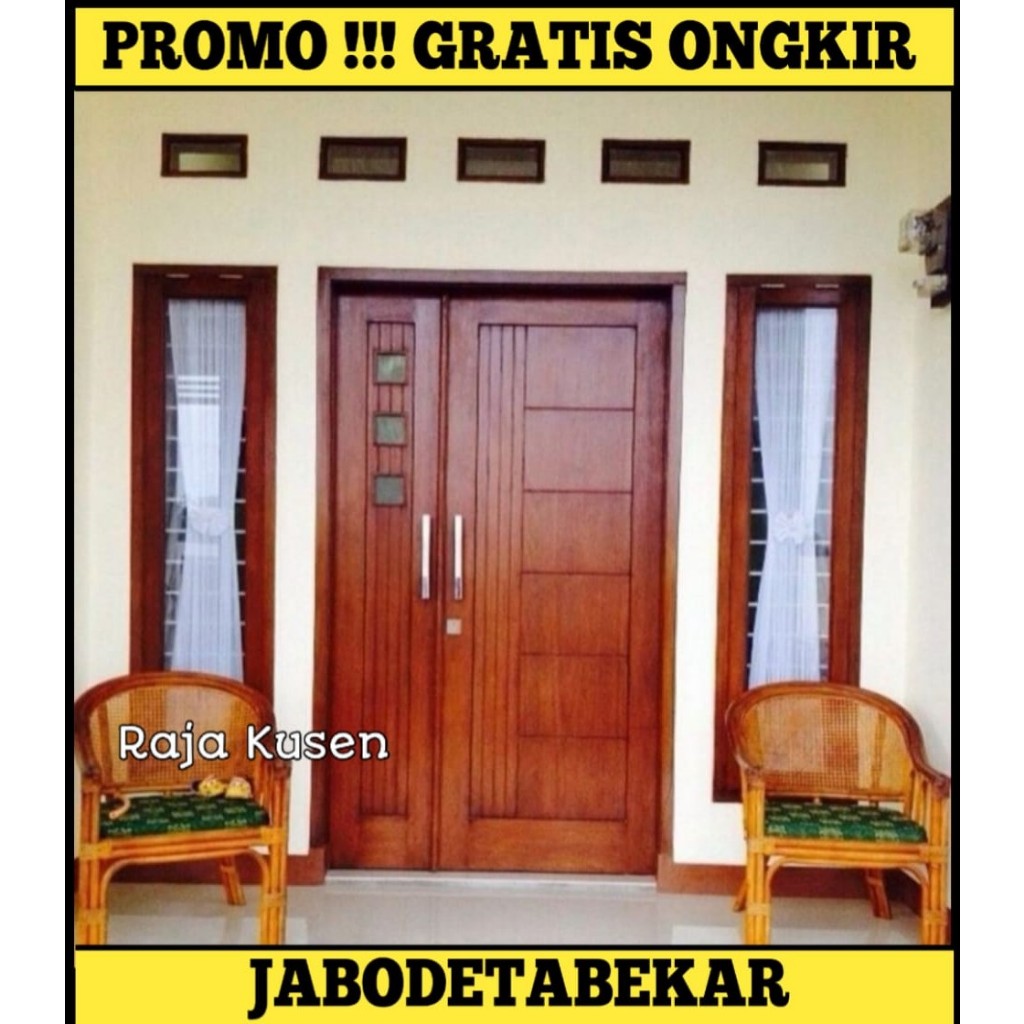 Pintu Kupu Set Kusen dan Jendela Kayu Jati Putih