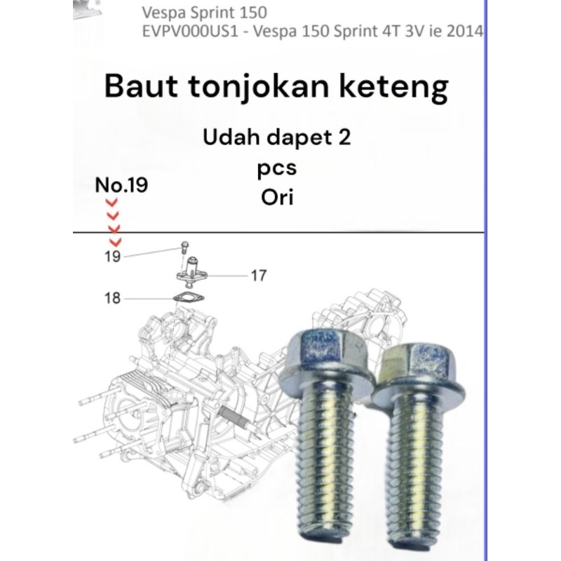 baut tensioner vespa matic ori 2 pcs