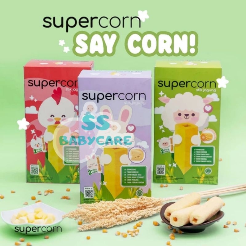 SuperCorn Stik Jagung 120gr - Snack Camilan Sehat Stik Jagung Non MSG/ Camilan Anak 1 Tahun