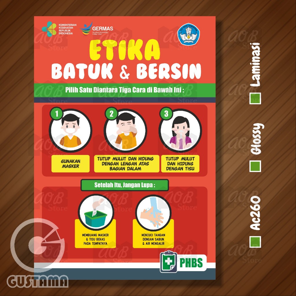 

Poster Etika Batuk dan Bersin, Poster Etika Batuk UKS model 2 A3