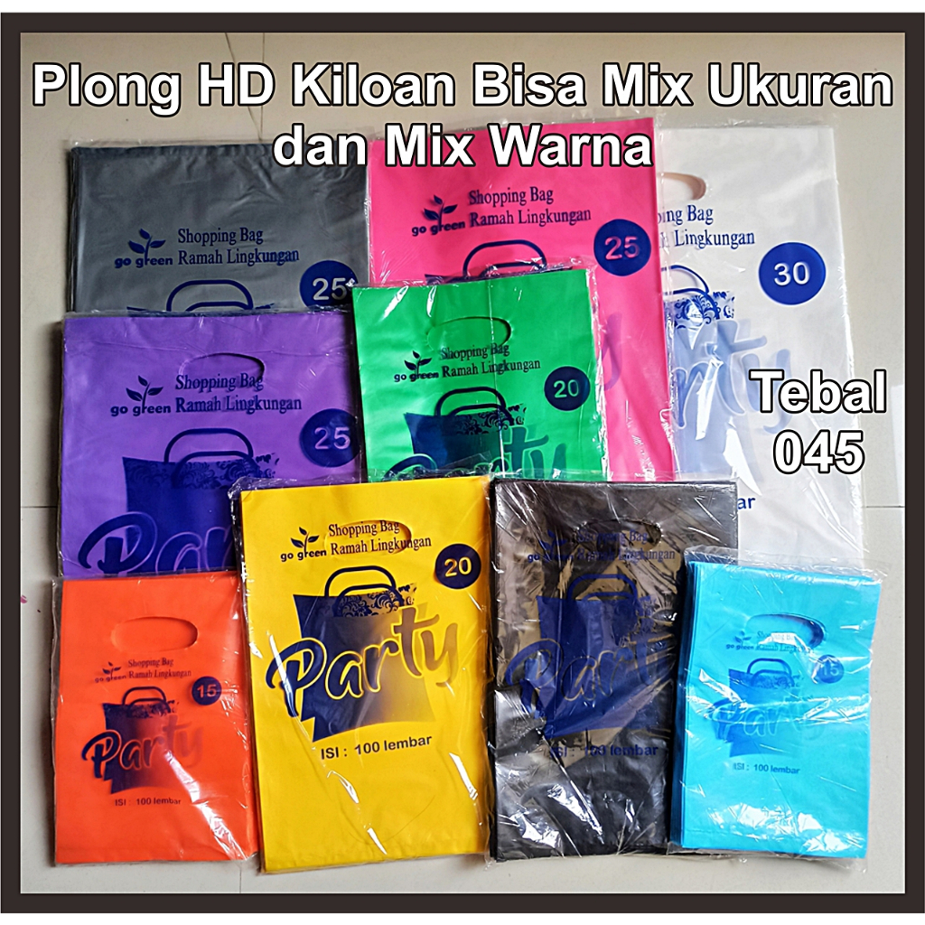 Plastik Plong HD Kiloan Polos Oval Party Mix Warna dan Ukuran