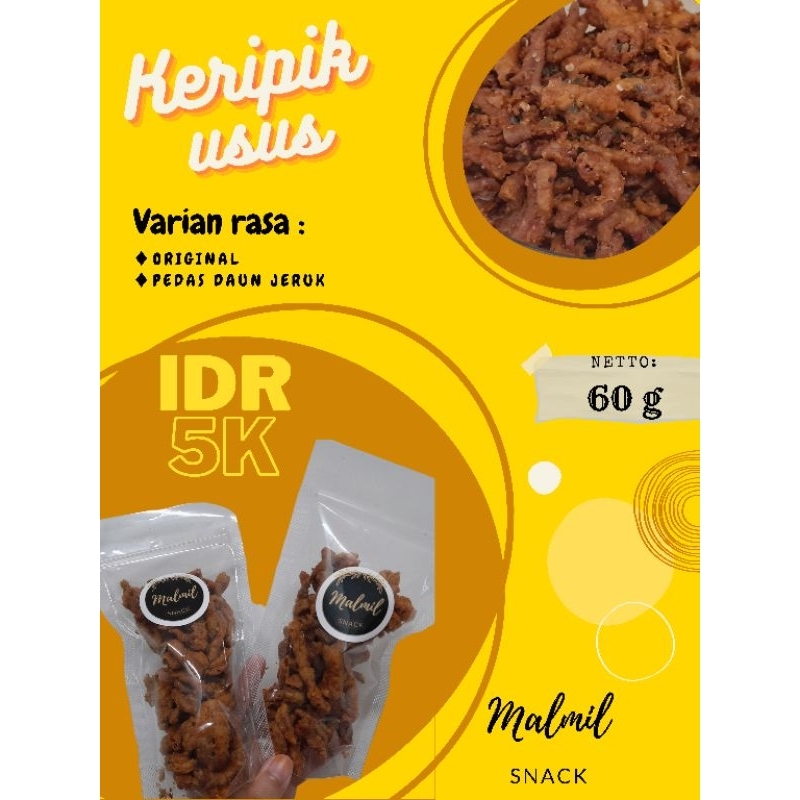 

Keripik Usus Pedas daun jeruk, original daun jeruk