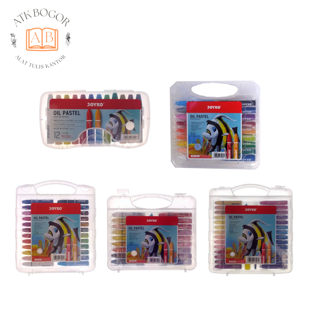 

Krayon Warna Tanpa Racun Lembut Kaya Warna Tahan Air 1 Set Lengkap Isi 12 / 18 / 24 / 36 / 55 Joyko Oil Pastel