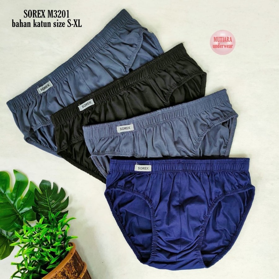 CD Pria Sorex M3201 Karet Kerut / Celana Dalam Pria Daily Basic Kerut segitiga
