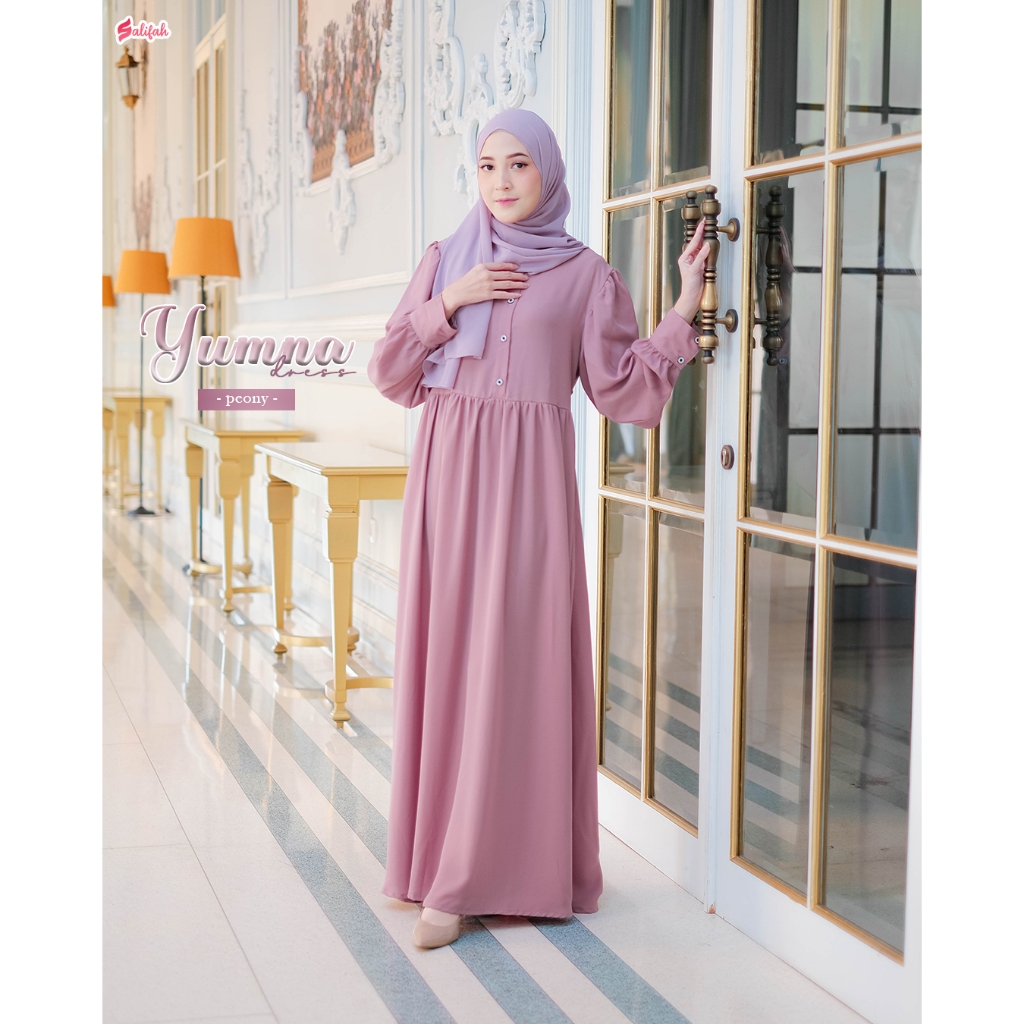 SALIFAH - YUMNA DRESS / gamis kondangan polos bahan beehave
