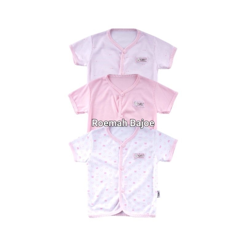 FLUFFY Baju Bayi Tangan Pendek Kancing size S M L Pink Series / Fluffy / Seri PINK / SNI / BDS