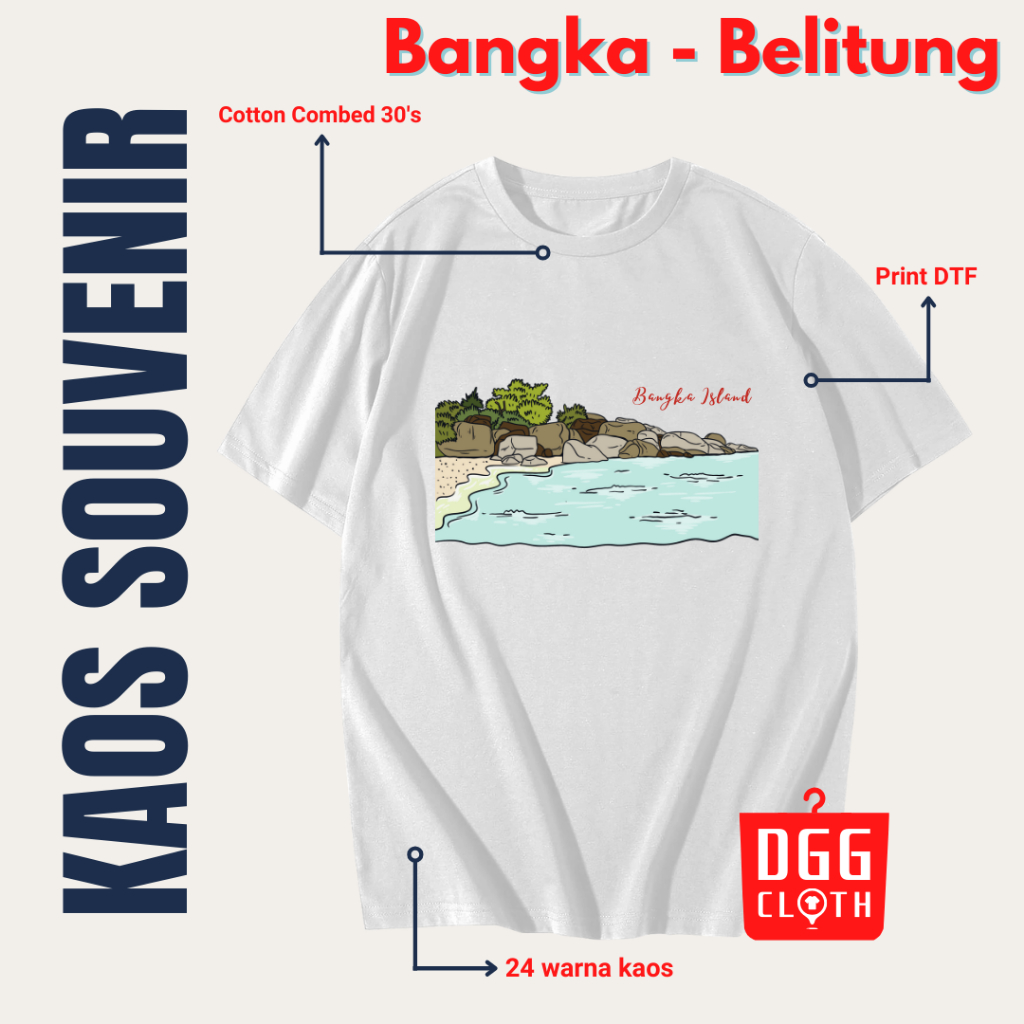 DGG Cloth Kaos Souvenir Bangka Belitung, Baju Oleh Oleh Souvenir Bangka Belitung, Kaos Oleh Oleh  Ba