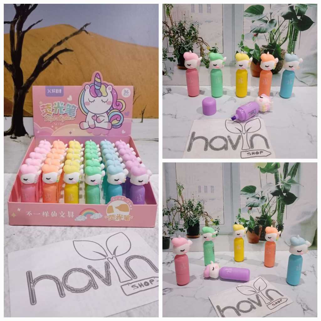 

(1 PC) Highlighter Penanda Berwarna PEWARNA PINGUIN UNICORN MINI