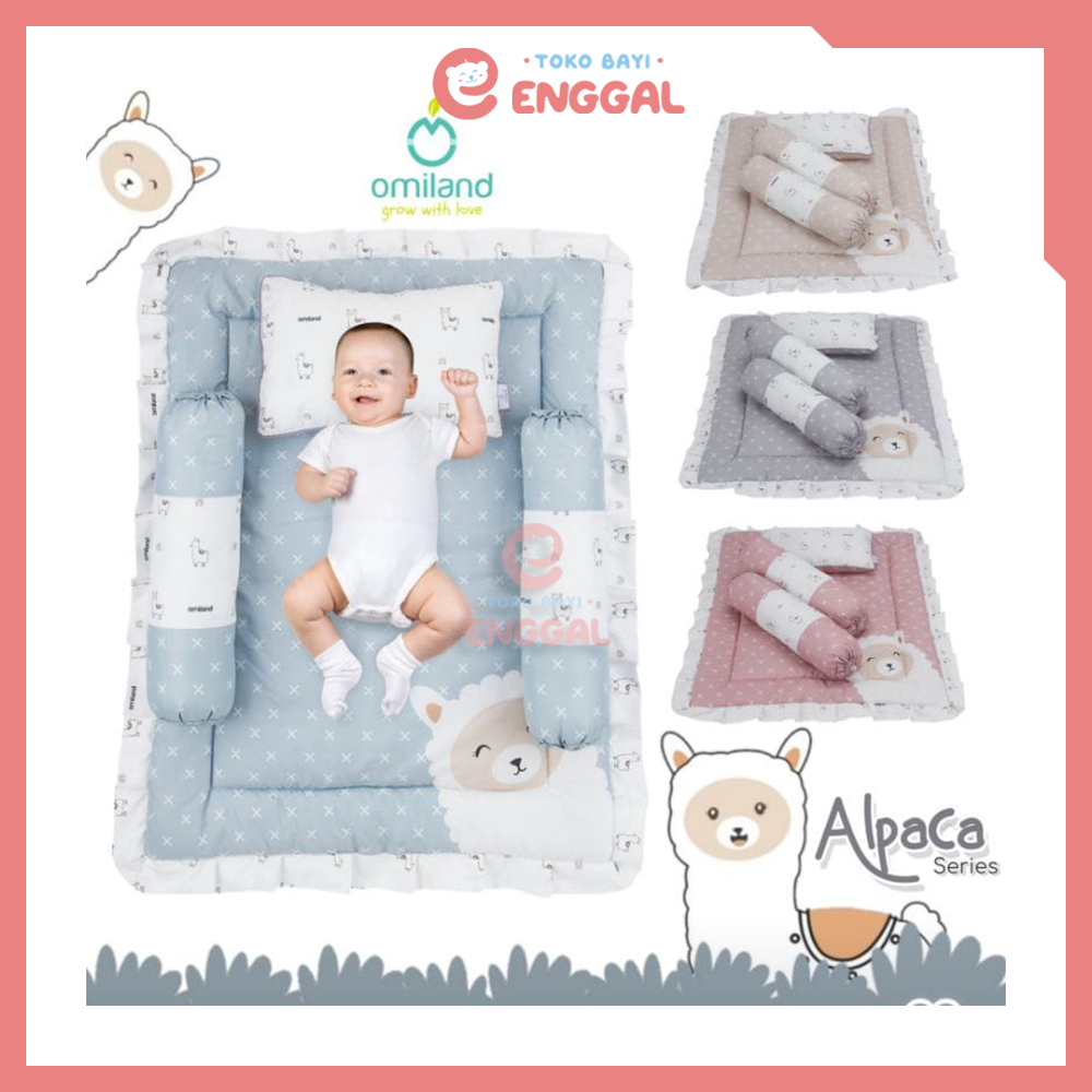 Omiland Baby Mattress Matras Bayi Set Bantal + Guling Motif Alpaca Series