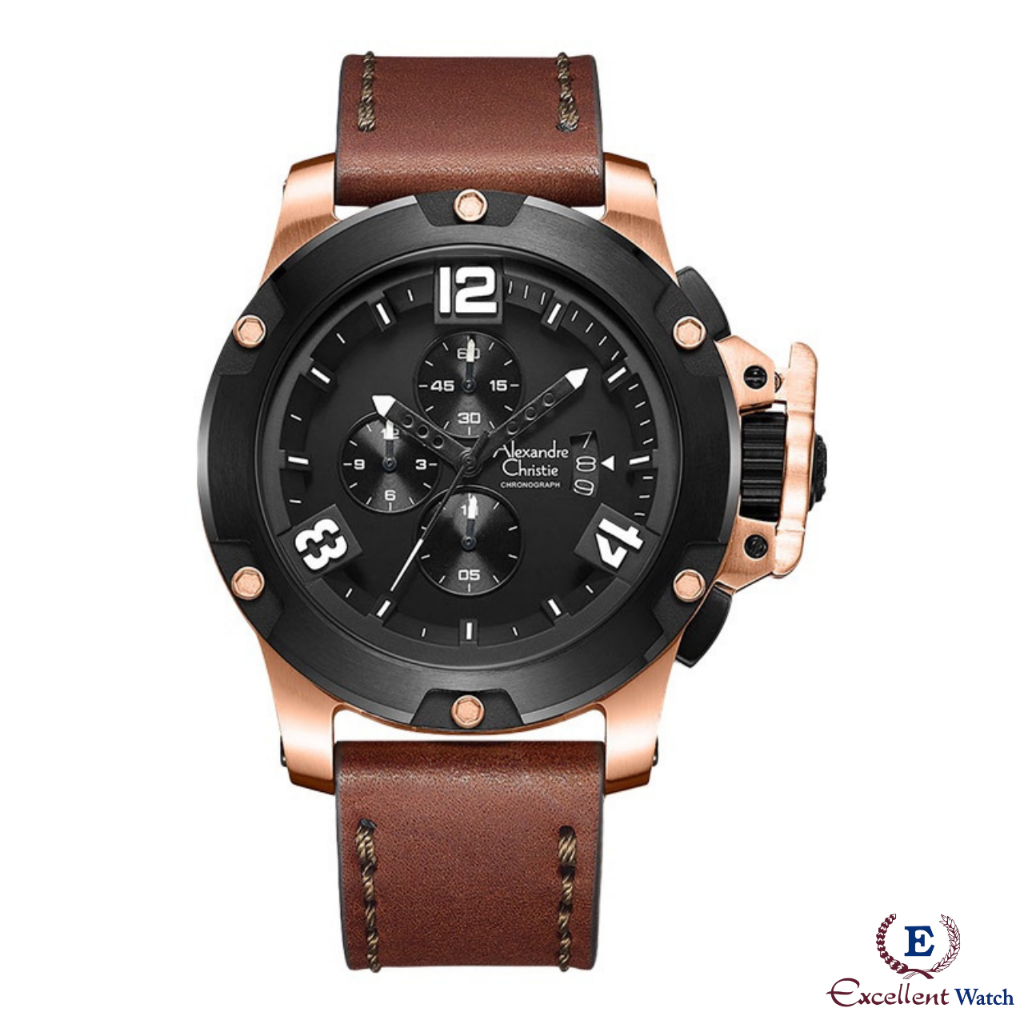 Excellent Jam Tangan Pria Alexandre Christie AC 6295 Black Rosegold