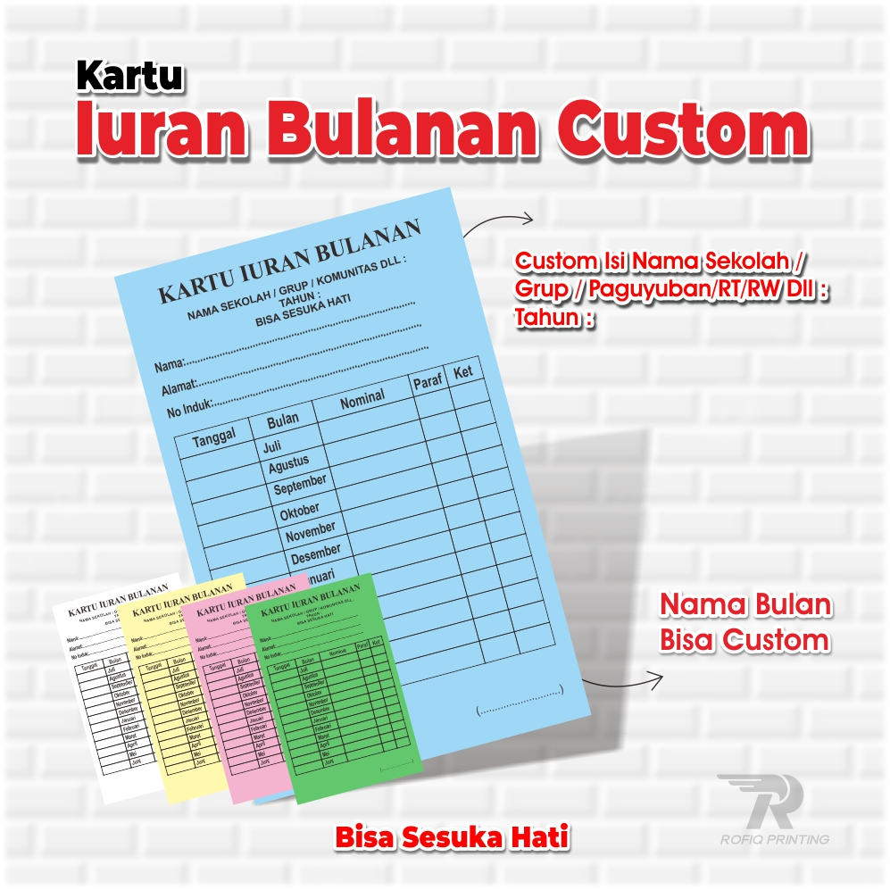 

Iuran Bulanan Custom | Iuran Kas Kelas | Arisan | Angsuran Murah