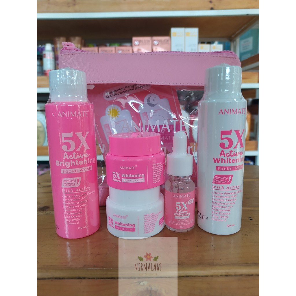 Paket Animate Instant Whitening 5in1/ paket skincare lengkap 1 set Bpom/Original/Paket perawatan waj