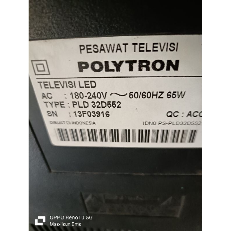 MB/ MAINBOARD/ MESIN TV LED POLYTRON PLD-32D552 / PLD32D552 / 32D552.