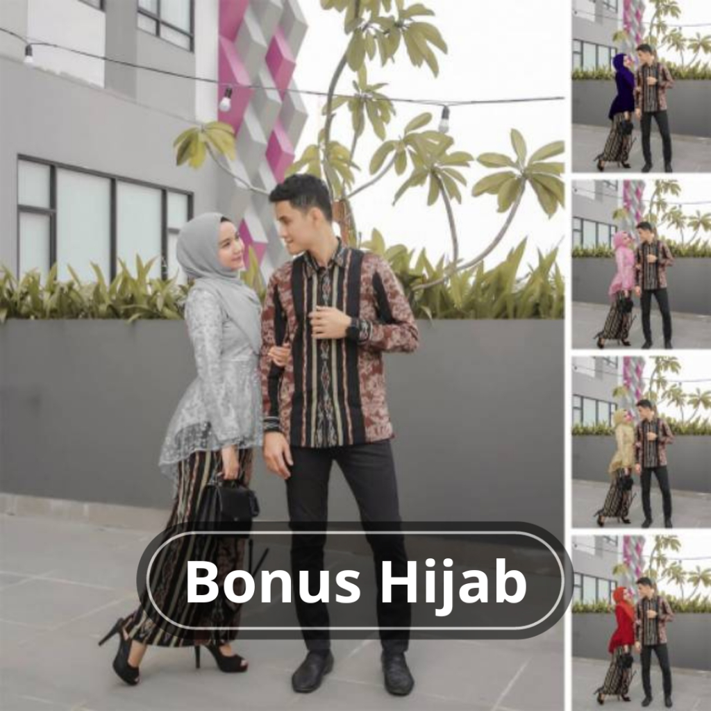 READY JUMBO XXL - Lurik Balencia Couple by Sanaya Kebaya Tile Set Pengiun Set Tunik Sarimbit Atasan 