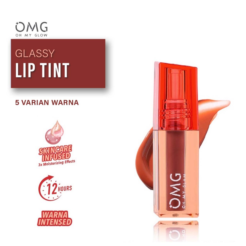OMG Oh My Glam Glassy Lip Tint Makeup Lipstik BPOM Tahan Lama