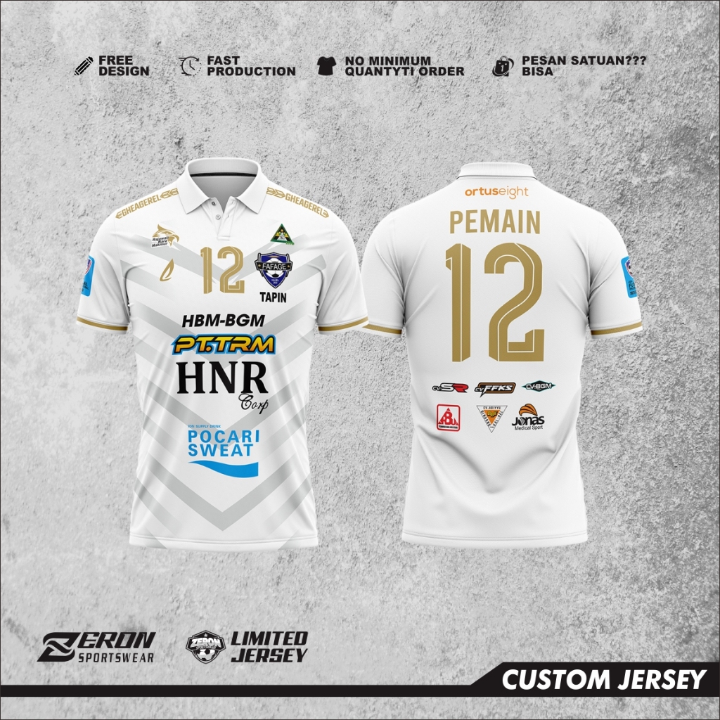 JERSEY FUTSAL FAFAGE BANUA AWAY, GRATIS NAMA FULL PRINTING