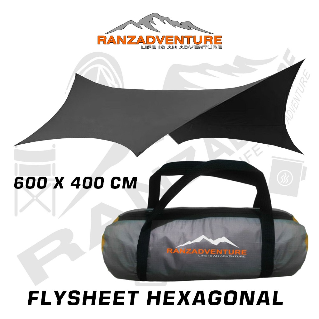 flysheet tenda hexagonal 4x6  meter flysheet original ranz adventure super waterproof