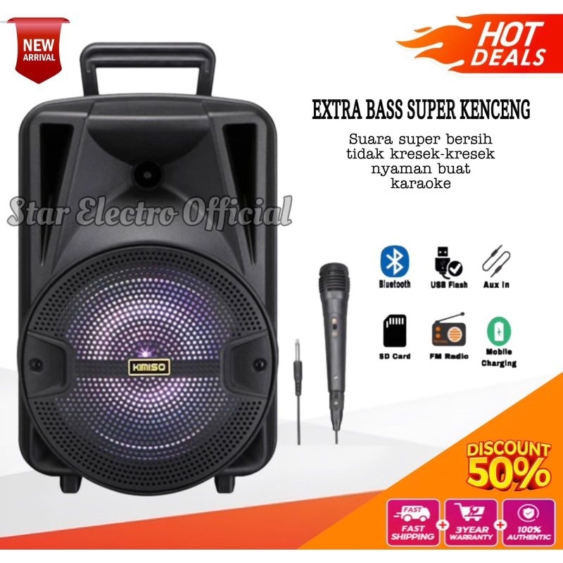 Speaker Bluetooth Karaoke Bonus Mic Full Bass Ukuran Besar Jumbo/Speker Salon Aktif Bluetooth Portab