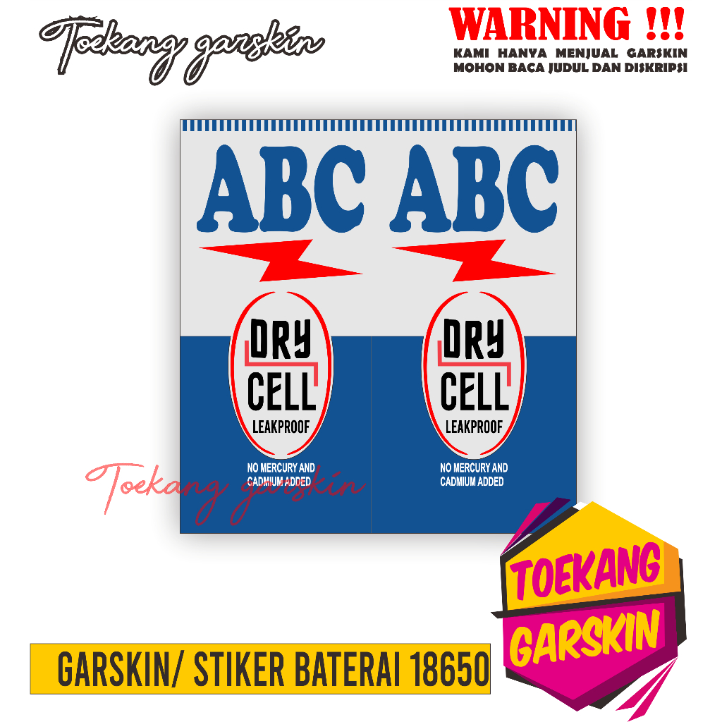 Stiker Garskin Wrap Baterai 18650 ABC BLUE