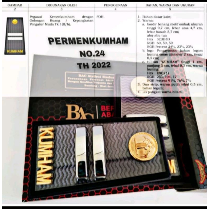 pangkat pdh Kemenkumham imigrasi gol 2b kain mika excellent mewah