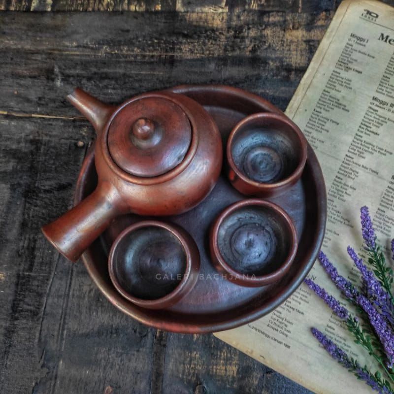 TEA SET GERABAH KERAMIK TANAH LIAT NATURAL CHINA / POCI SET / TEKO SET