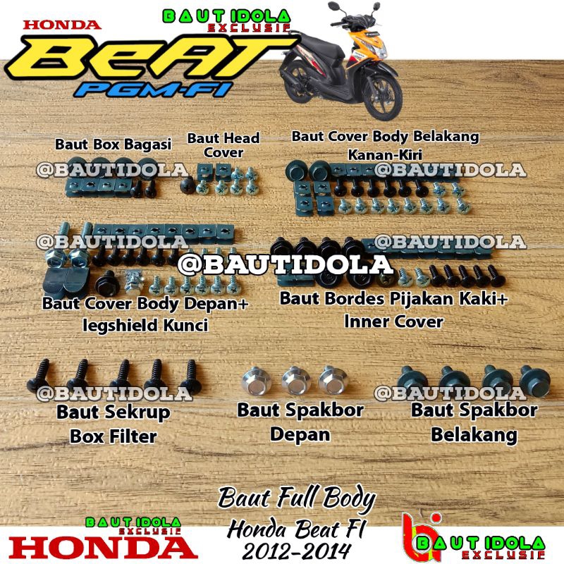 Baut Full Set Body Honda Beat Fi 2012-2014 Original
