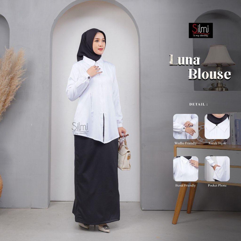 ATASAN KEMEJA BLOUSE WANITA KANTOR WARNA PUTIH BERSIH FORMAL BAHAN KATUN ADEM BESTSELLER // ADEN - L