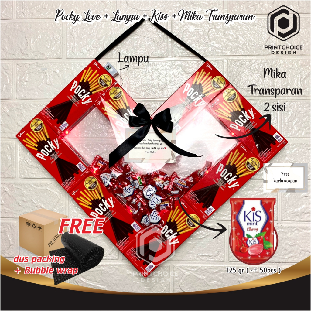 

Pocky Love Mika Free Kartu Ucapan Packing Bubble Wrap & Dus Netto 21/22 gr (8 pcs)