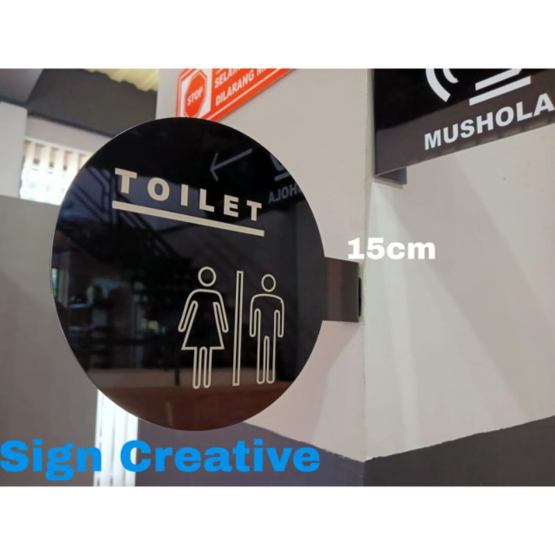 Sign Akrilik Pop Up sign bulat 15cm -Toilet
