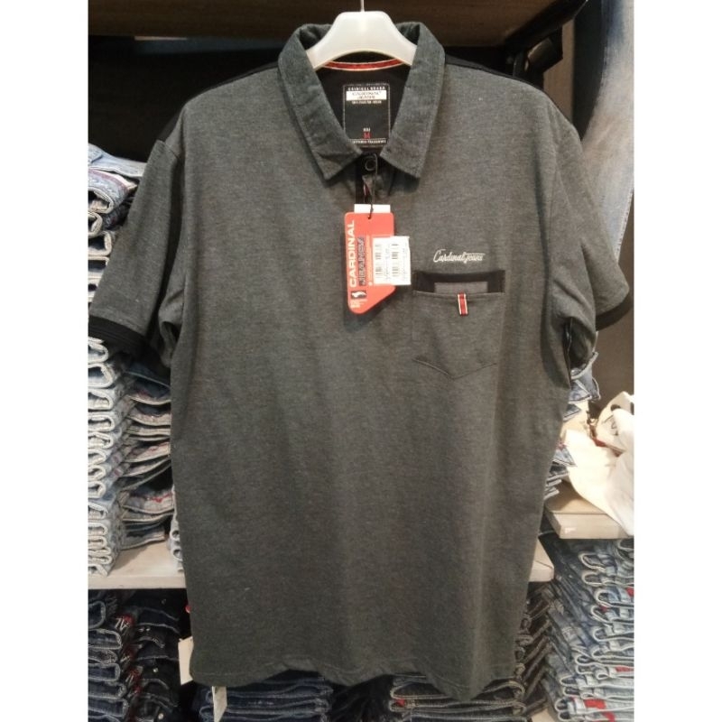 Kaos kerah pria Cardinal jeans original mens CAPAR00433P 04A Kaos santai abu
