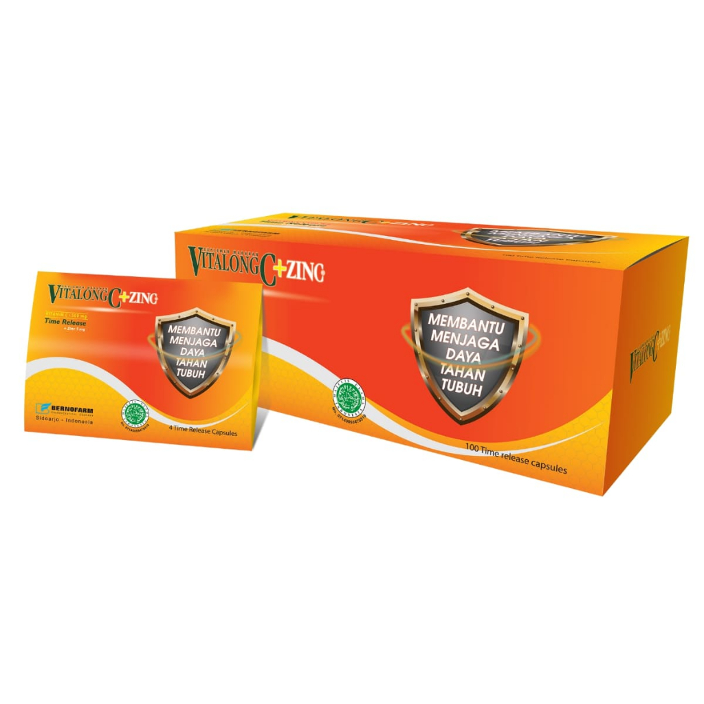 Vitalong C + Zinc Box 100's Kapsul Berno / Vitamin C 500 mg / Zinc / Vitamin Daya Tahan Tubuh