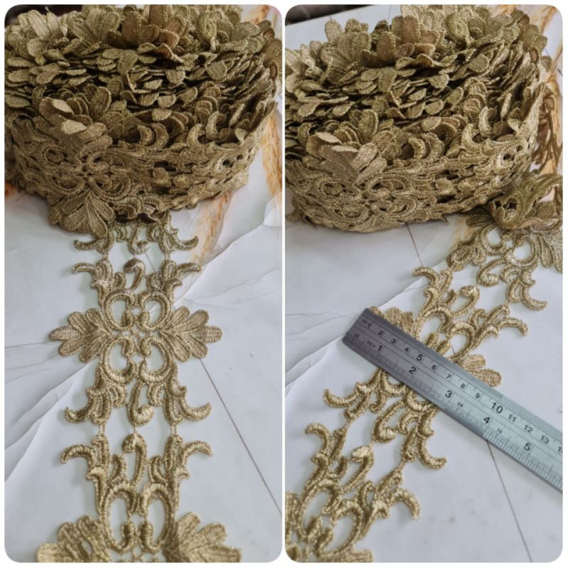 Renda Bordir Warna Emas Import