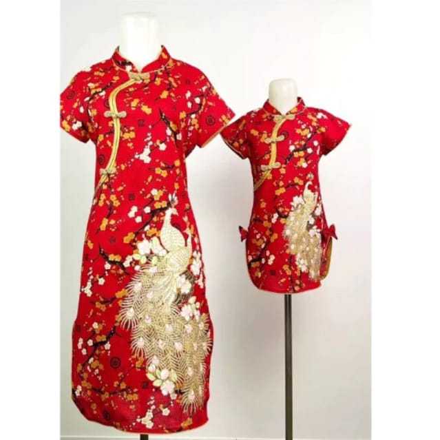 BAJU IMLEK CHEONGSAM ANAK MERAK KEMBAR / DRESS IMLEK ANAK PEREMPUAN