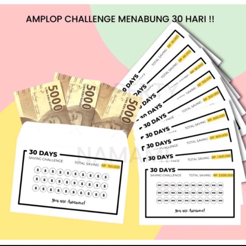 

Amplop Target Menabung 30 Hari / Amplop Saving Challenge