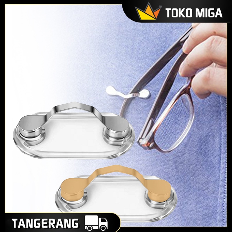 Magnet Klip Tempat Kacamata Portable Gantungan Kacamata Magnet Warna Emas / Perak