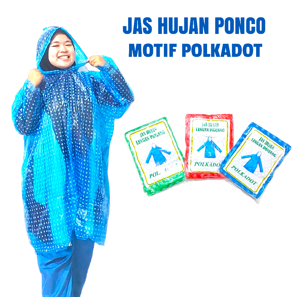 JAS HUJAN PLASTIK HDPE PONCO ATASAN MOTIF POLKADOT