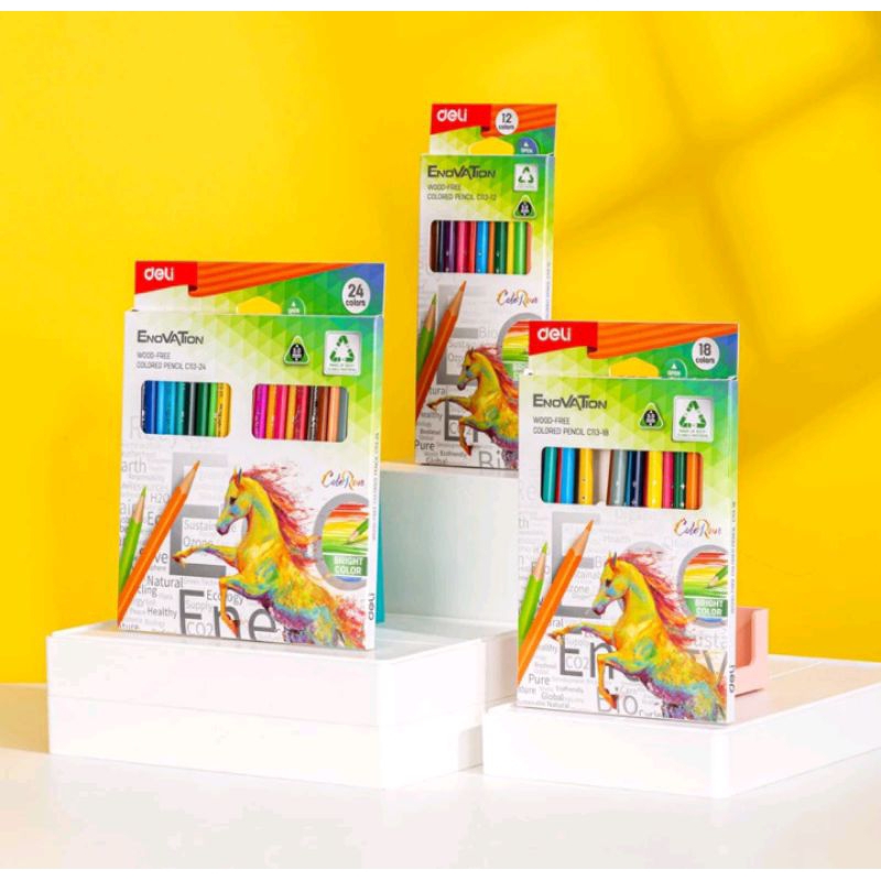 

DELI PENSIL WARNA PANJANG 12 WARNA C113-12 ENOVATION WOOD FREE COLORED PENCIL