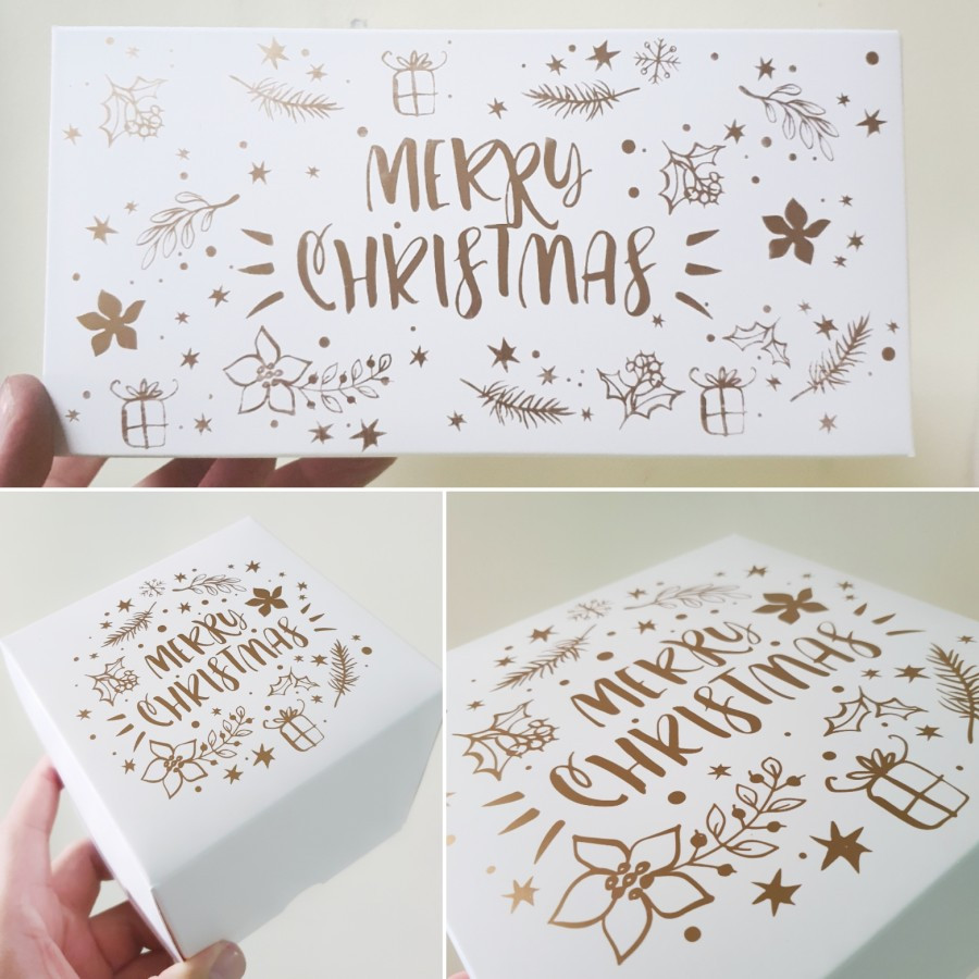 

(10Pcs) Dus Natal Minichiffon Series isi 1, isi 2 dan isi 4 pcs Uk 20x20x8 cm Karton Ivory 350 gr untuk Kue MiniChiffon