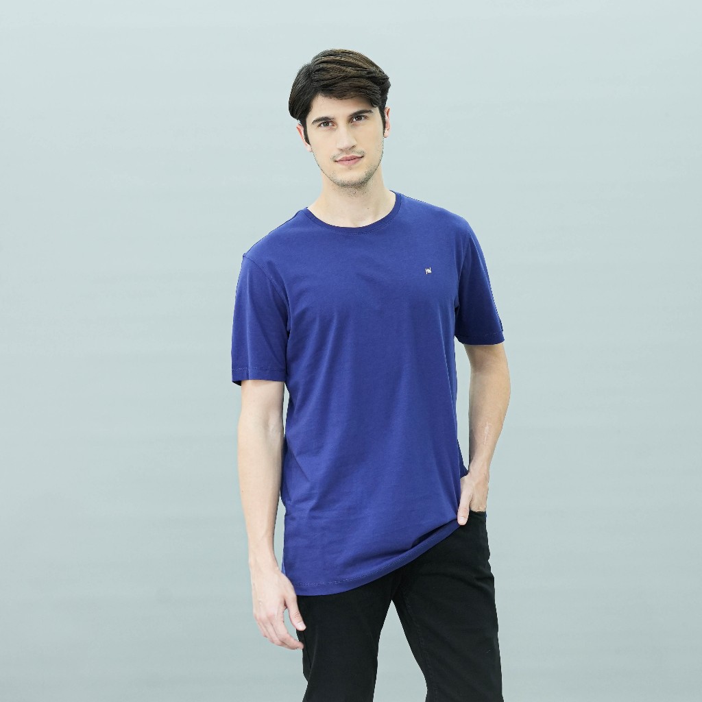 Johnwin - Kaos Casual Pria Model Polos Warna Biru Navy 622.M400.28.C - Free keychain