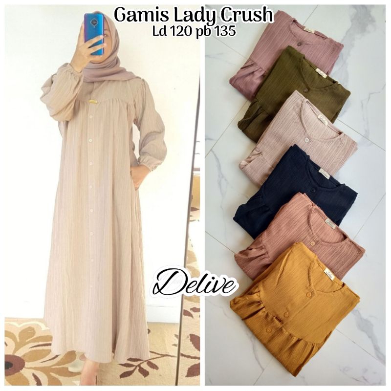 Gamis lady crush polos//Gamis full kancing//Gamis lady crush