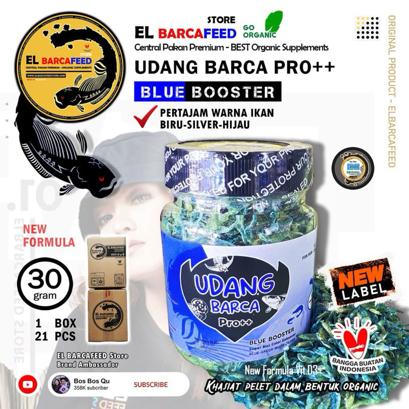 PAKAN IKAN UDANG BARCA Pro++  SUPER BLUE BOOSTER UDANG KERING optimalkan mutasi warna ikan Channa An